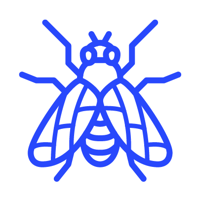 Fly pest control blue icon